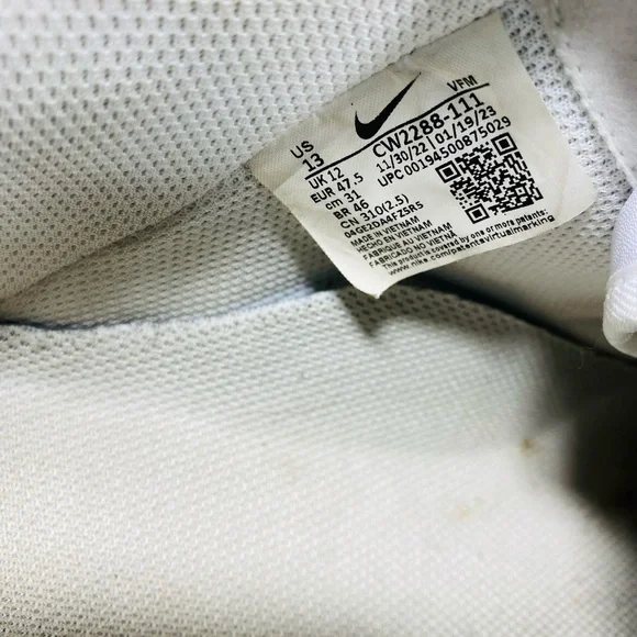 Nike Air Force 1 Low White '07 Mens White Sports Sneaker CW2288-111 size 13